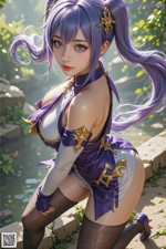 Hentai - Sovereign of Lightning in Exquisite Garb Set.2 20250126 Part 10 A woman with long purple hair is posing for a picture.